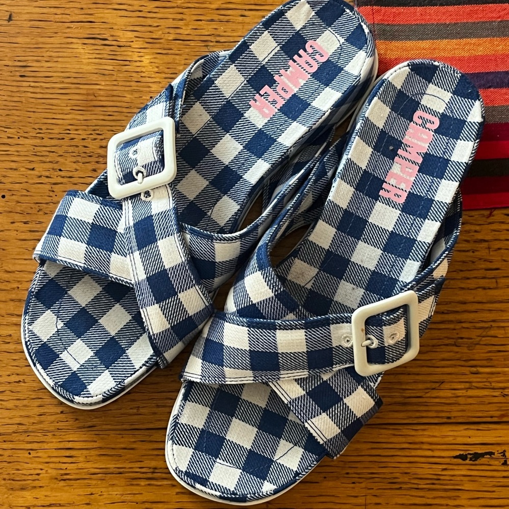 Gingham Camper mules